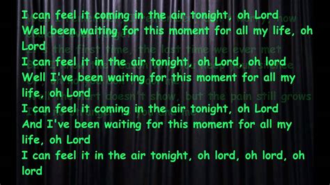 in the air tonight lyrics|in the air tonight letra.